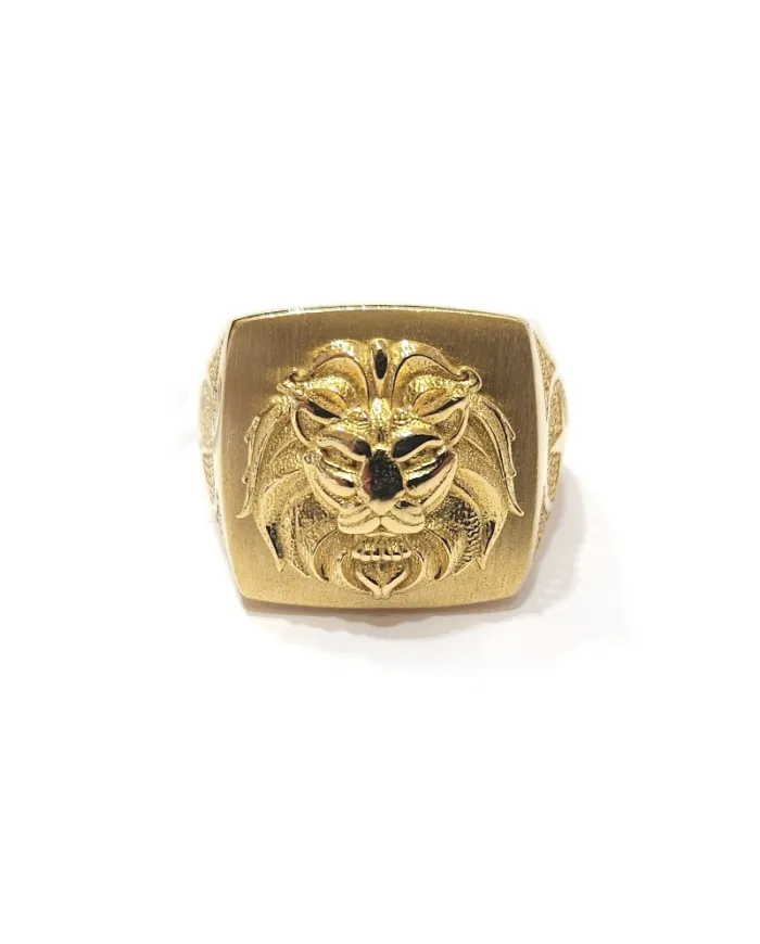 Bague Homme Chevalier Casella en Or Jaune avec Tête de Lion