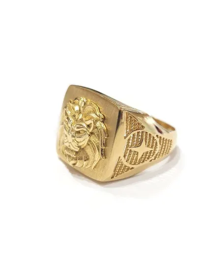 Anello Uomo Chevalier Casella in Oro Giallo con Testa di Leone