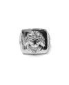Anello Uomo Chevalier Casella in Oro Bianco con Testa di Leone