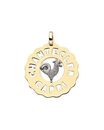 Chantecler logo Ciondolo medio Gallo in oro giallo e bianco e diamanti