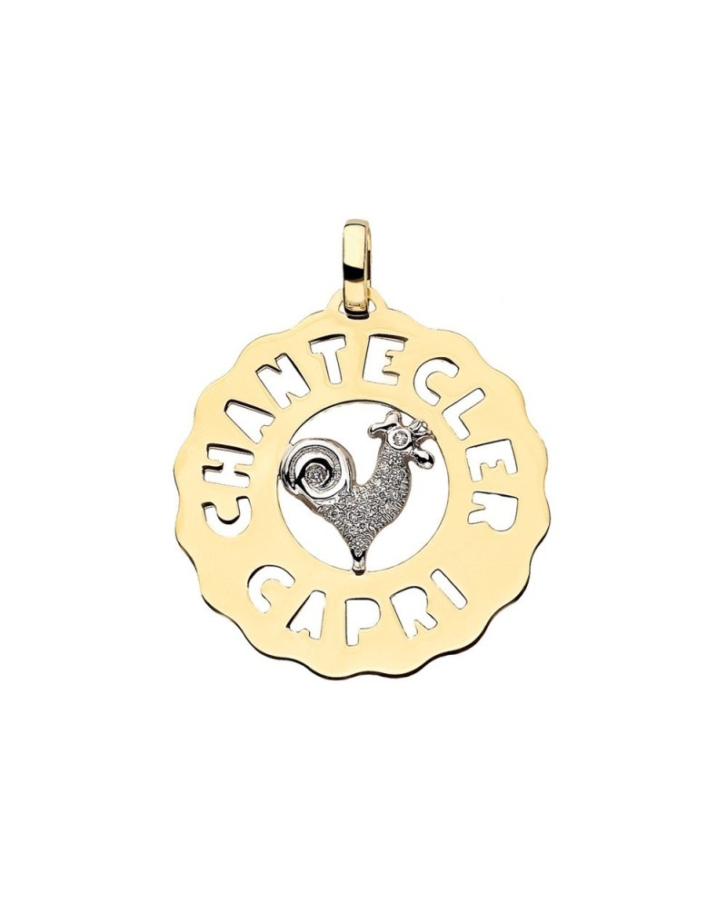 Chantecler logo Ciondolo medio Gallo in oro giallo e bianco e diamanti