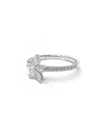 Crivelli Ring in White Gold with Diamond Flower