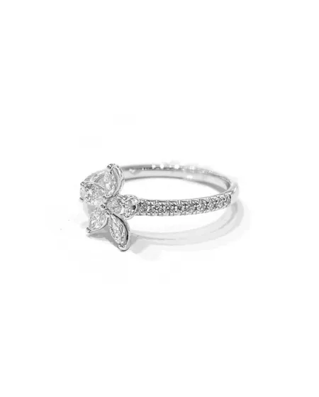 Bague Crivelli en or blanc avec fleur de diamant