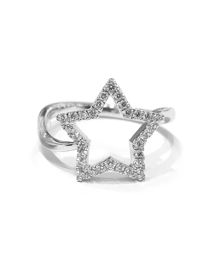 Crivelli Ring in White Gold with Diamond Star