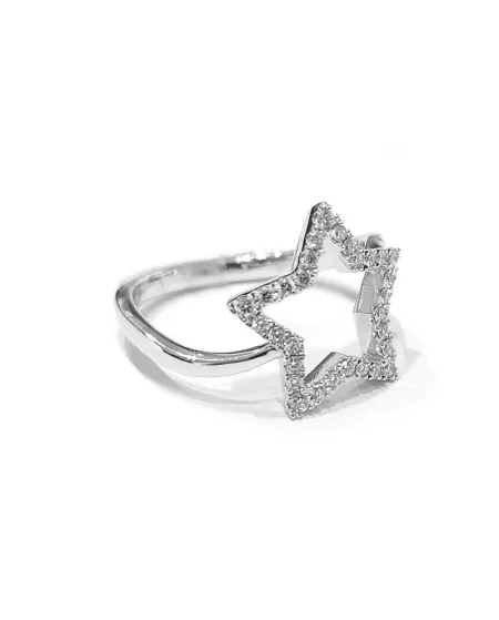 Anello Crivelli in Oro Bianco con Stella di Diamanti