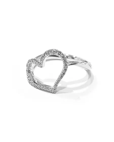 Anello Crivelli in Oro Bianco con Cuore di Diamanti