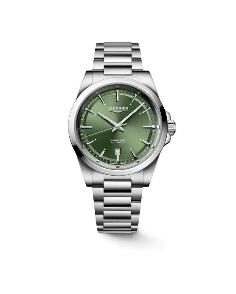 Orologio Longines Conquest con Quadrante Verde e Cinturino in Acciaio 41 mm