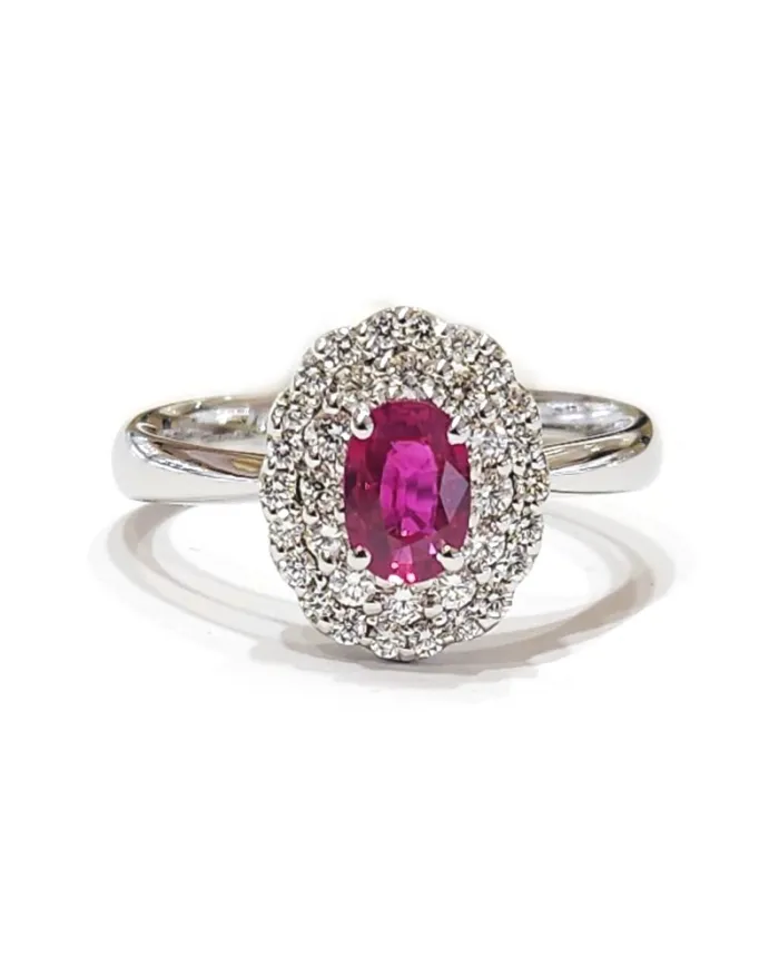 Bague Crivelli en or blanc avec diamants et rubis