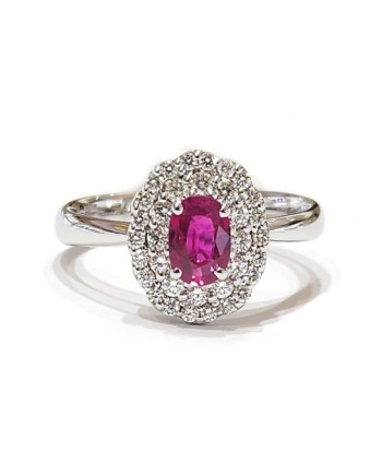 Crivelli Ring in White Gold with Diamonds and Ruby