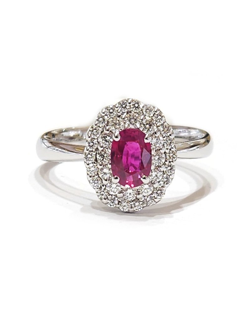 Bague Crivelli en or blanc avec diamants et rubis