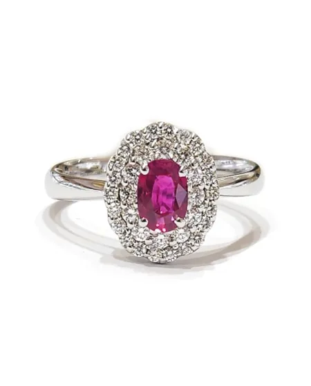 Anello Crivelli in Oro Bianco con Diamanti e Rubino