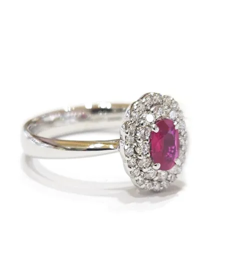 Crivelli Ring in White Gold with Diamonds and Ruby
