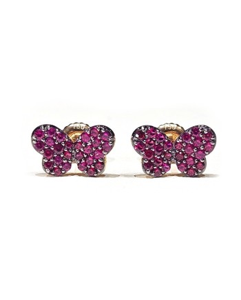 Crivelli earrings in rose gold and rubies with butterfly