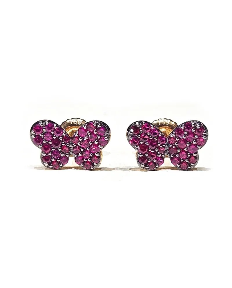 Boucles d'oreilles Crivelli en or rose et rubis avec papillon Boucles d'oreilles Crivelli en or rose et rubis avec papillon