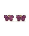 Boucles d'oreilles Crivelli en or rose et rubis avec papillon