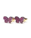 Boucles d'oreilles Crivelli en or rose et rubis avec papillon