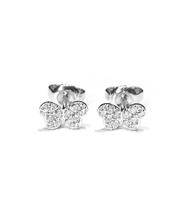 Boucles d'oreilles Crivelli en or blanc et diamants avec papillon