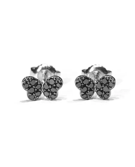 Crivelli earrings in white gold and black diamonds with butterfly