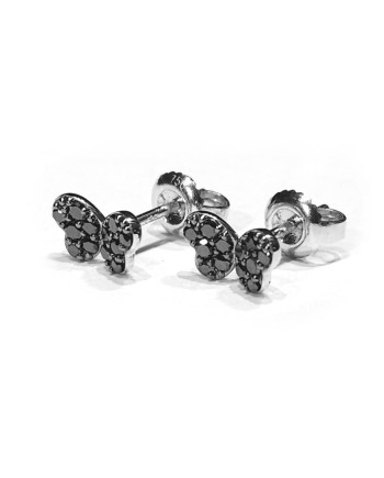 Boucles d'oreilles Crivelli en or blanc et diamants noirs avec papillon