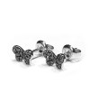 Boucles d'oreilles Crivelli en or blanc et diamants noirs avec papillon
