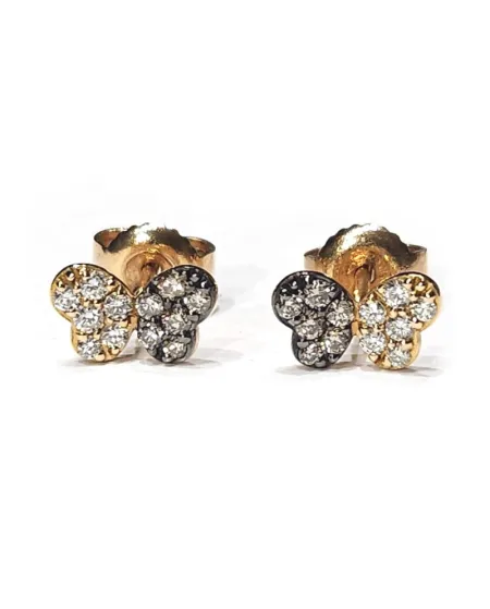 Boucles d'oreilles Crivelli en or rose et diamants avec papillon