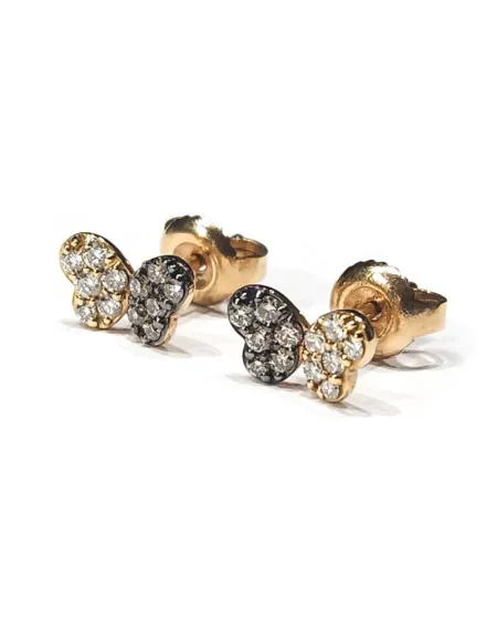 Boucles d'oreilles Crivelli en or rose et diamants avec papillon