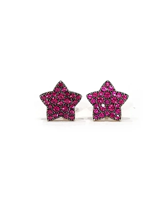 Crivelli earrings in rose gold and rubies with star