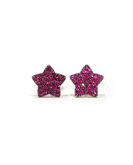Crivelli earrings in rose gold and rubies with star