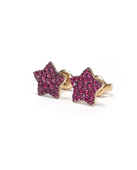 Boucles d'oreilles Crivelli en or rose et rubis avec étoile