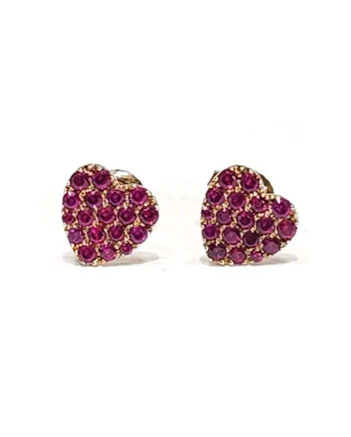 Crivelli earrings in rose gold and rubies with heart