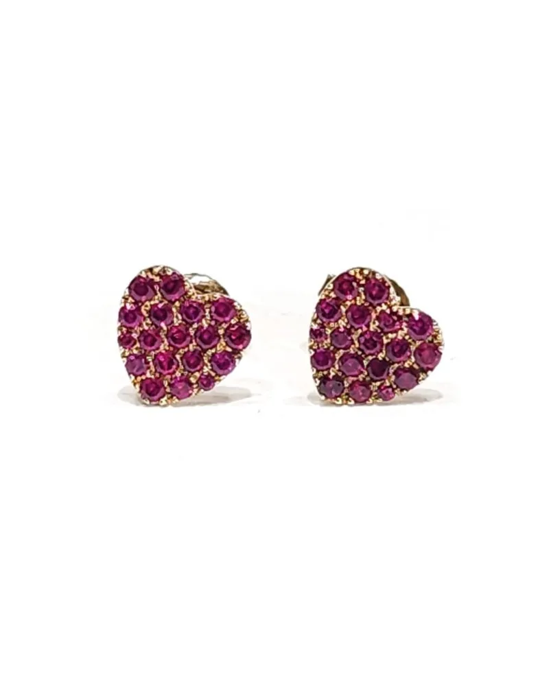 Orecchini Crivelli in Oro Rosa e Rubini con Cuore
