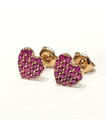 Orecchini Crivelli in Oro Rosa e Rubini con Cuore