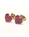 Orecchini Crivelli in Oro Rosa e Rubini con Cuore