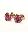 Orecchini Crivelli in Oro Rosa e Rubini con Cuore