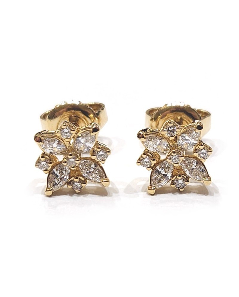 Crivelli earrings in yellow gold and diamonds with flower