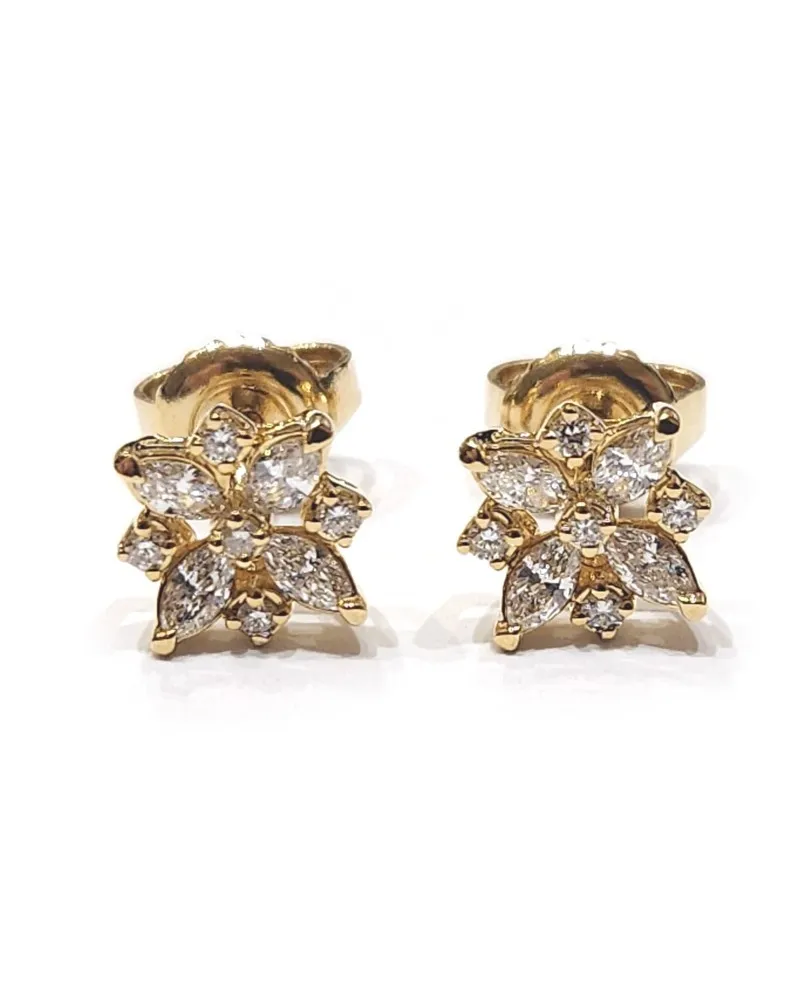 Orecchini Crivelli in Oro Giallo e Diamanti con Fiore