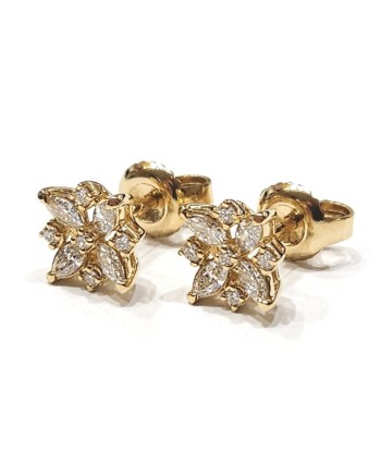 Boucles d'oreilles Crivelli en or jaune et diamants avec fleur