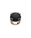 Bague Mors en Or Rose avec Diamants Noirs et Corindon Noir