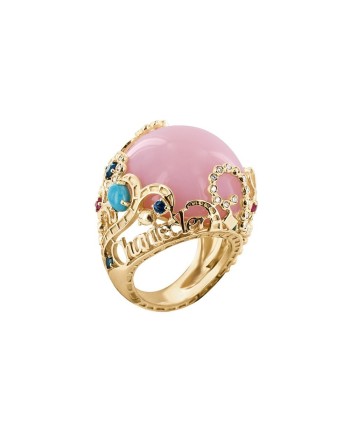 Chantecler Suamèm Yellow gold ring with pink opal and precious stones