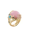 Chantecler Suamèm Yellow gold ring with pink opal and precious stones