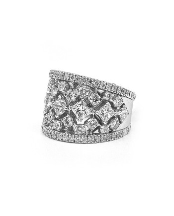 Anello Fascia Crivelli in Oro Bianco e Diamanti