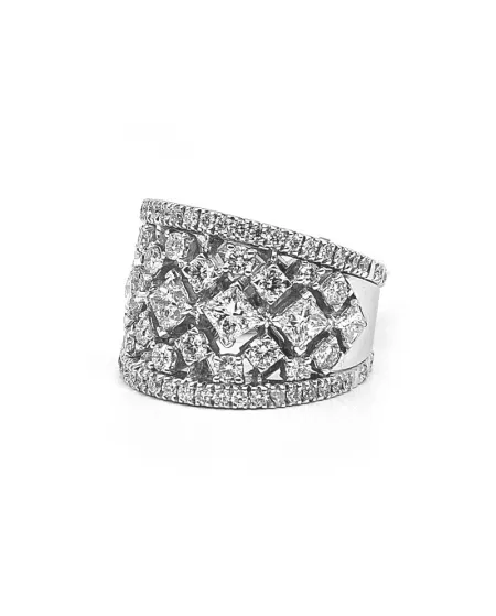 Bague bandeau Crivelli en or blanc et diamants