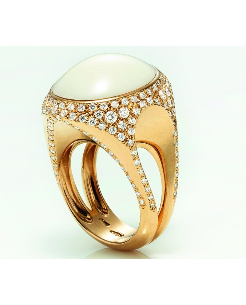 Chantecler Cherie Rose Gold and White Coral Ring 35762