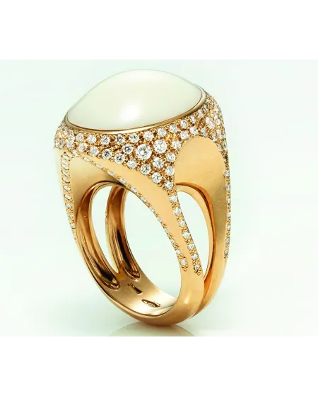 Chantecler Cherie Anello oro rosa e spola in corallo bianco 35762