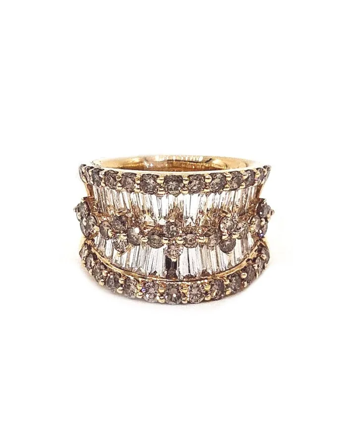 Crivelli Band Ring in Rose Gold and White and Brown Diamonds