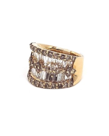 Bague bandeau Crivelli en or rose et diamants blancs et bruns