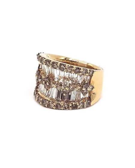 Anello Fascia Crivelli in Oro Rosa e Diamanti Bianchi e Brown