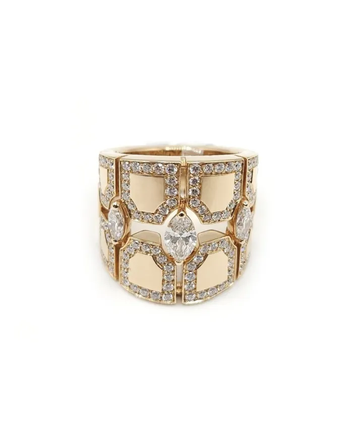 Anello Fascia Crivelli in Oro Rosa e Diamanti