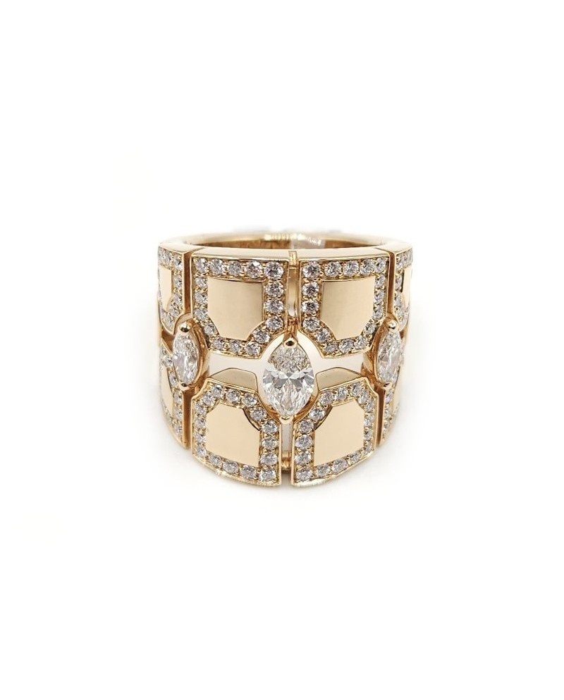 Anello Fascia Crivelli in Oro Rosa e Diamanti