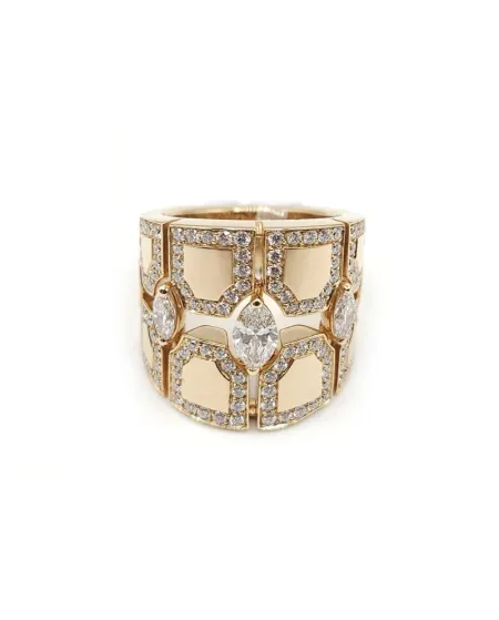 Anello Fascia Crivelli in Oro Rosa e Diamanti